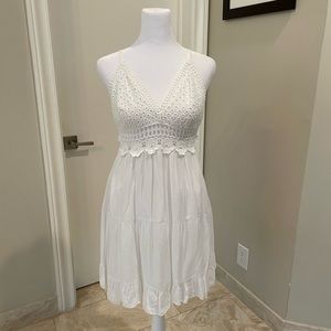 Selling white dress with crochet detail, size S